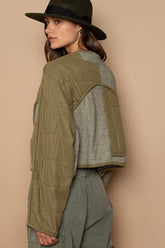 POL Quilted Knit Viding Detail Knit Patch Jacket OutfitFlow